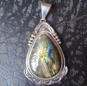 OOAK Navajo Native Labradorite Sterling Pendant
